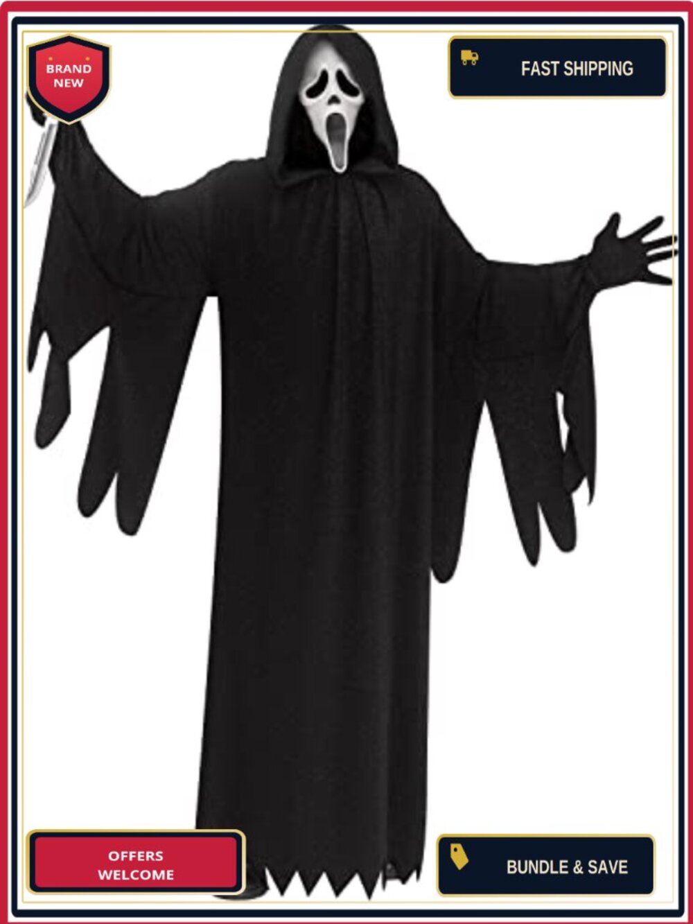 Ghost Face 25th Anniversary Movie Edition Adult Costume Mask Robe Gloves